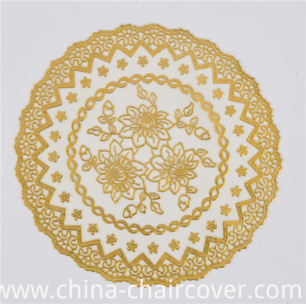 16cm Round PVC Tablemat with Gold Lace Popular Coffee/Wedding